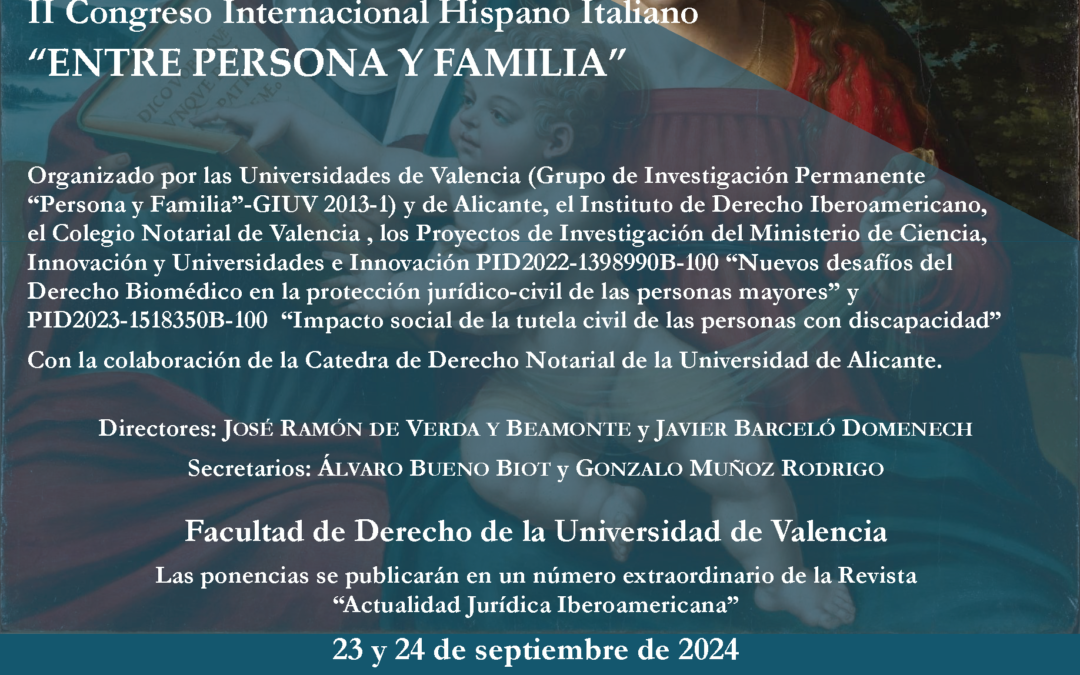 II Congreso Internacional Hispano Italiano «Entre persona y familia».